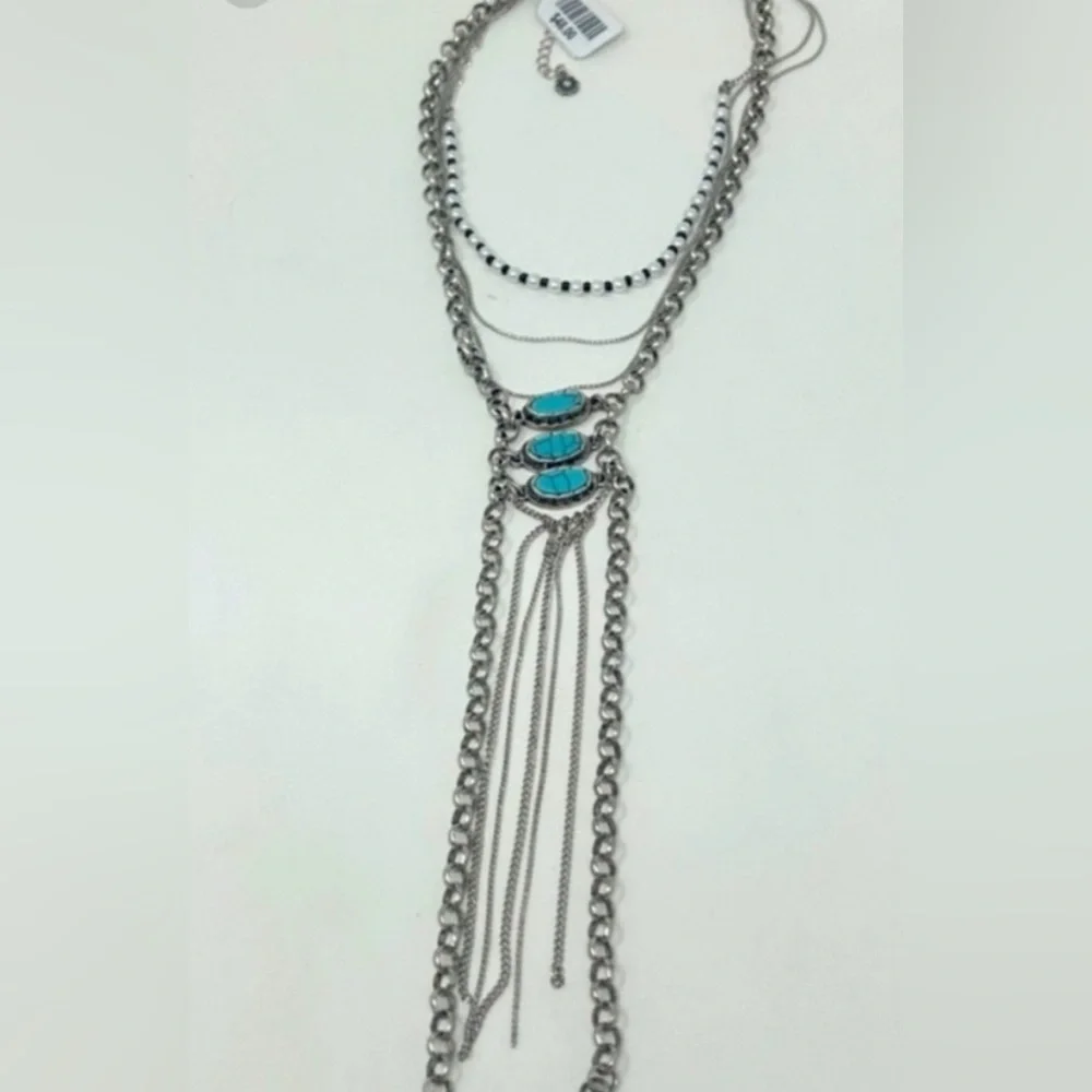 NWT FREE PEOPLE Chantilly Layered Necklace In Silver - Picture 3 of 4
